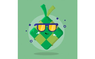 Ilustracja kreskówka charakter Ketupat żywności