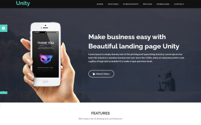 Unity Startup App Showcase IT Solution Software HTML5 sablon