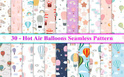 Hot Air Balloons Seamless Pattern, Hot Air Balloons Pattern, Balloon Seamless Pattern