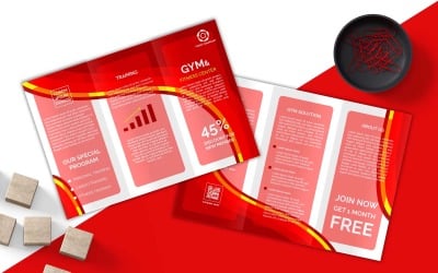 Neues dreifach gefaltetes Broschüren-Design für GYM- und Fitness-Center-Geschäfte – Corporate Identity