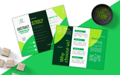 Nowy abstrakcyjny biznesowy projekt broszury składanej na trzy części - identyfikacja wizualna