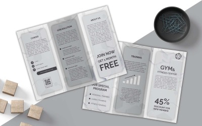 Palestra e centro fitness Business Grey Tri-Fold Brochure Design - Identità aziendale