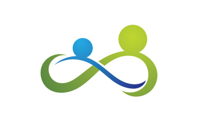 Diseño de logotipo de grupo de equipo de personas infinitas para empresa v7