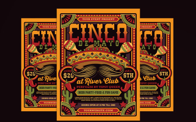 Modello del manifesto del volantino di Cinco De Mayo