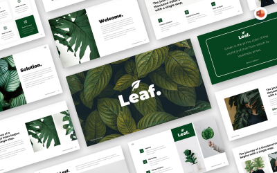 Blatt - Minimale grüne Business-PowerPoint-Vorlage