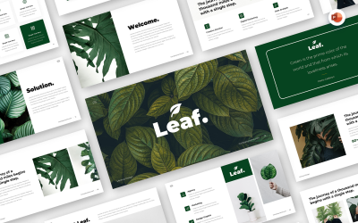 Leaf - Минимальный зеленый бизнес Шаблоны презентаций PowerPoint