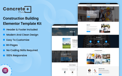Concrete Plus - İnşaat Yapı Elementor Şablon Kiti