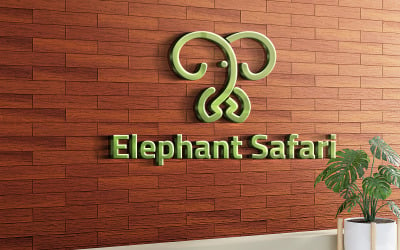 Plantilla de diseño de logotipo de safari de elefantes
