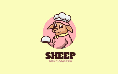 Logotipo de dibujos animados de la mascota del chef de ovejas