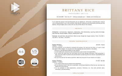 Modèle de CV professionnel Brittany Rice