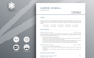 Modello di curriculum professionale Carrie Howell