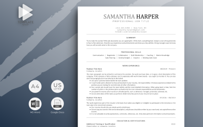 Modello di curriculum professionale Samantha Harper