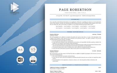 Pagina del modello di curriculum professionale Robertson