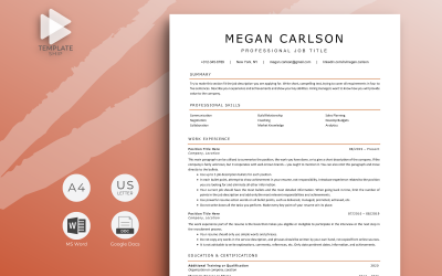Profesjonalny szablon CV Megan Carlson