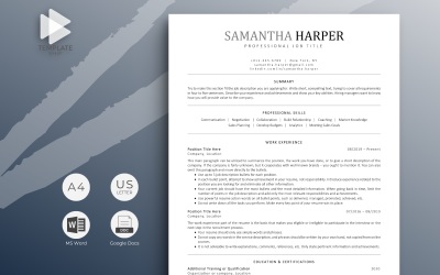 Professional Resume Template Samantha Harper