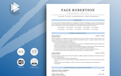 Professionele cv-sjabloonpagina Robertson