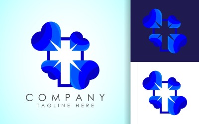 Buntes Logo der Kirche, das Kreuz von Jesus4