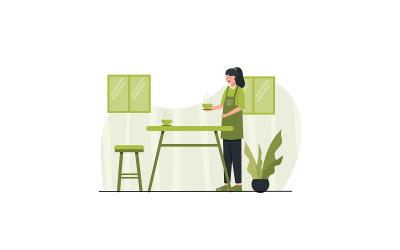 Coffee Shop koncept platt designillustration