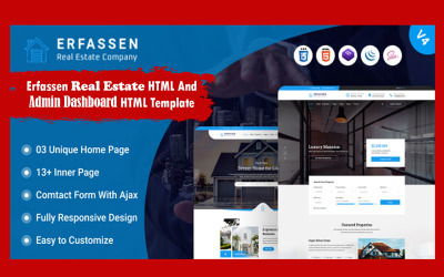 Erfassen Real Estate HTML és Admin Dashboard HTML sablon