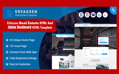 Erfassen Real Estate HTML och Admin Dashboard HTML-mall