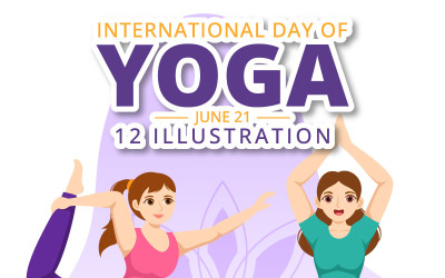 12国际瑜伽日插画
