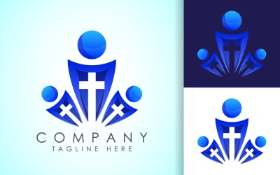 Logo coloré d&amp;#39;église, la croix de Jesus5