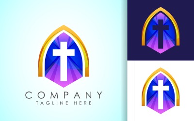Logotipo colorido de la iglesia, la cruz de Jesús