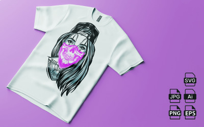 Design gráfico legal de camiseta para garota motociclista