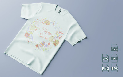 Modelo de Design de Camiseta Feliz Páscoa