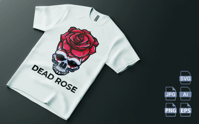 Modelo de Design de Camiseta Vetor Rosa Morta