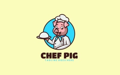 Chef Pig Cartoon Logo Design
