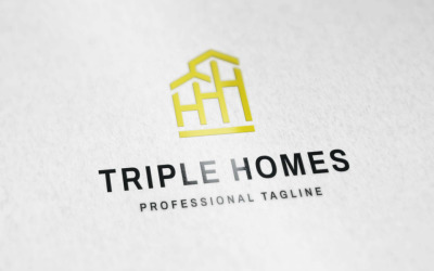 Dreifach-Häuser-Logo Haus-Logo Dreifach-Häuser-Logo oder Immobilien-Logo