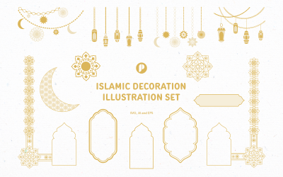 Elegant Islamic Decoration Illustration Set