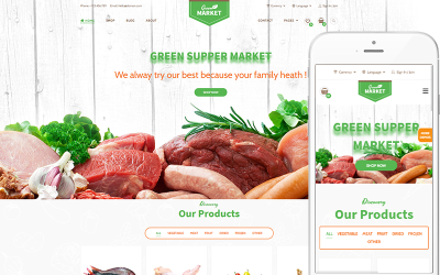 Green Market - Tema del ristorante di alimenti biologici Tema WooCommerce