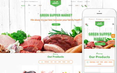Green Market - тема ресторана органической еды WooCommerce тема
