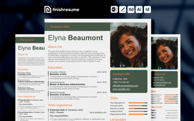 Modello di curriculum per impiegato finanziario | Termina Riprendi