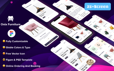 Onix – Bútor- és lakberendezési bolt App UI mobilkészlet