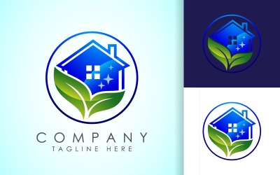 Design del logo del servizio di pulizia della casa3