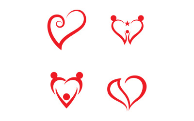 Plantilla de icono o logotipo de símbolo rojo de corazón de amor v17