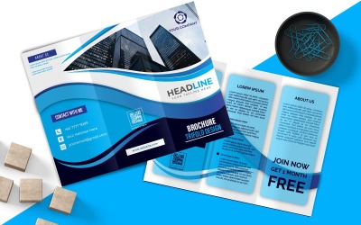 Brochure ripiegabile blu aziendale professionale - Identità aziendale