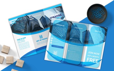 Modern WE Are Creative Agency Business Blue Tri-Fold Brochure Design – Corporate Identity