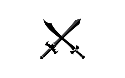 Colección de elementos de espada en diseño de vector de juego v19