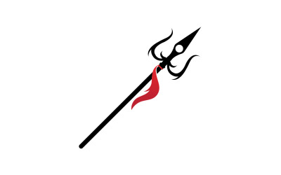 Elemento de design de logotipo de vetor trisula de espada e tridente mágico v4