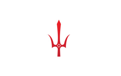 Kılıç ve Sihir trident trisula vektör logo tasarım öğesi v6