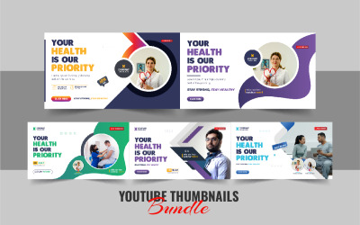 Paquete de plantillas de diseño de miniaturas de YouTube para médicos y hospitales
