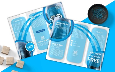 Professzionális WE Are Creative Agency Business Blue Tri-fold brosúratervezés – Vállalati identitás