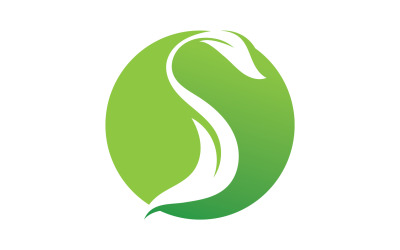 Hoja de té de árbol verde de hoja ecológica y logotipo de hoja de naturaleza v46