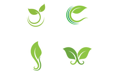 Hoja de té de árbol verde de hoja ecológica y logotipo de hoja de naturaleza v49