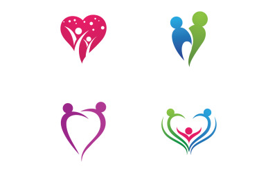 Logo per la cura della famiglia amore e vettore di simboli v16