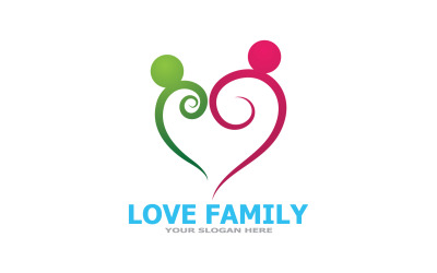 Logo per la cura della famiglia amore e vettore di simboli v3